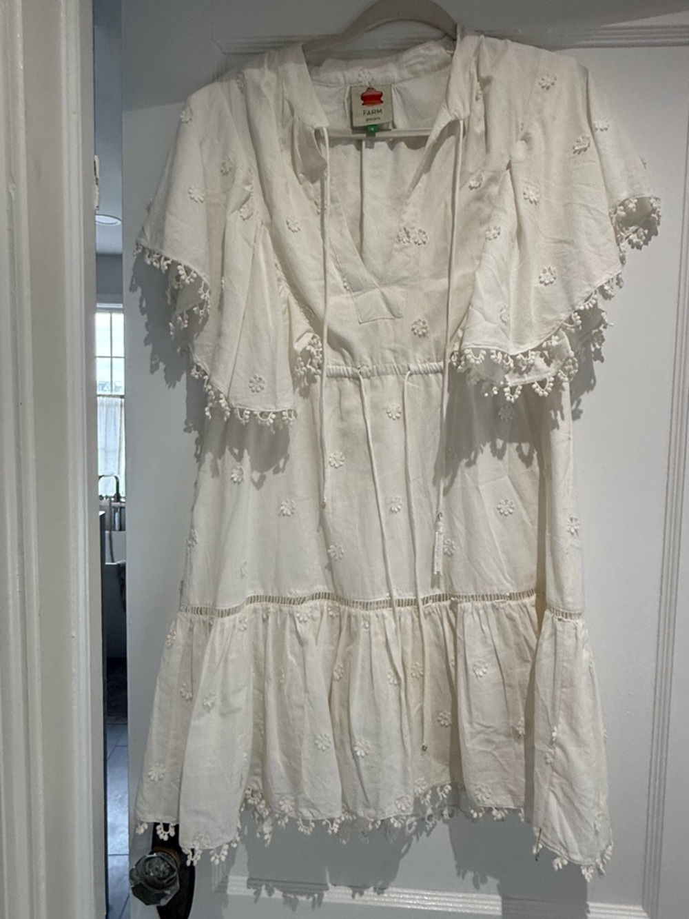 FARM Rio White 3D flower dress